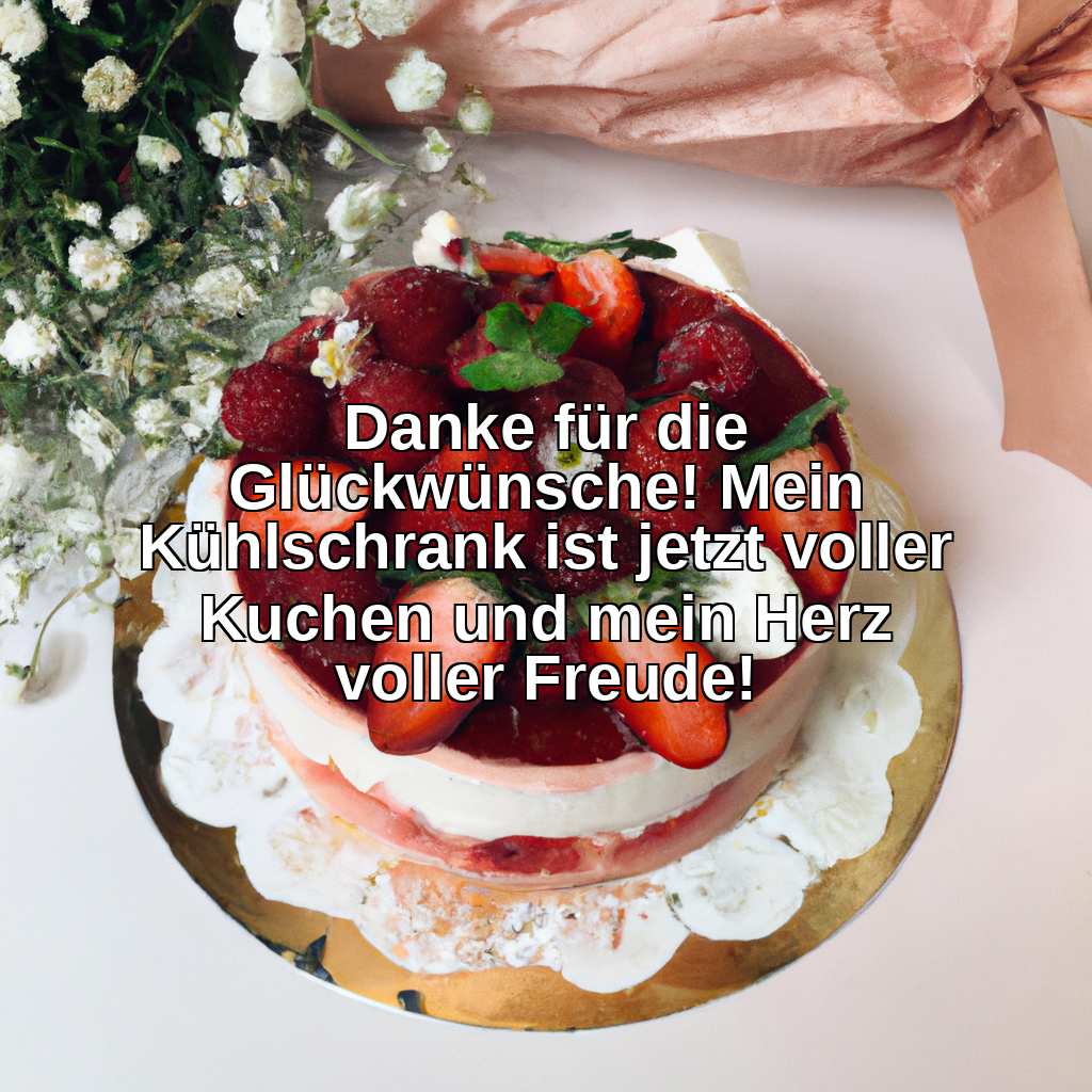 Danke für die Glückwünsche! Mein Kühlschrank ist jetzt voller Kuchen und mein Herz voller Freude!