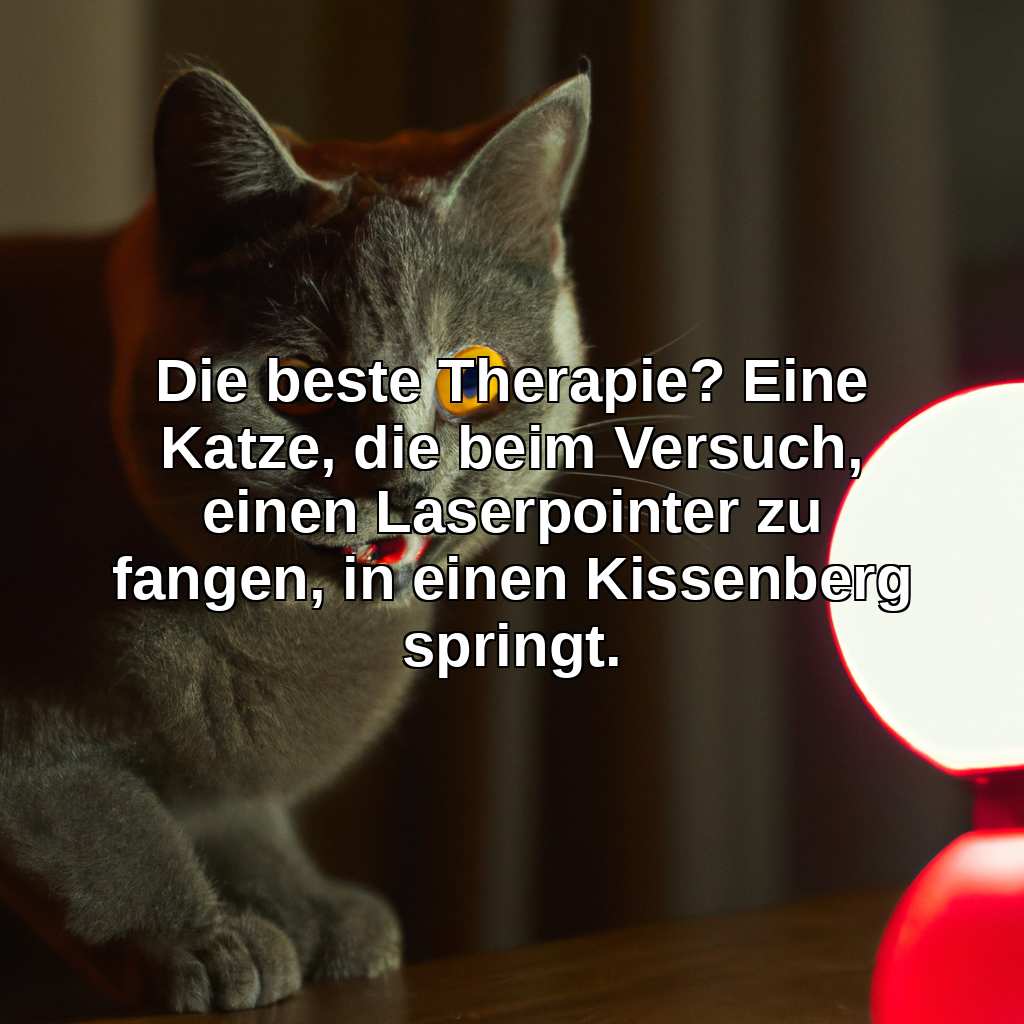 Die beste Therapie? Eine Katze, die beim Versuch, einen Laserpointer zu fangen, in einen Kissenberg springt.
